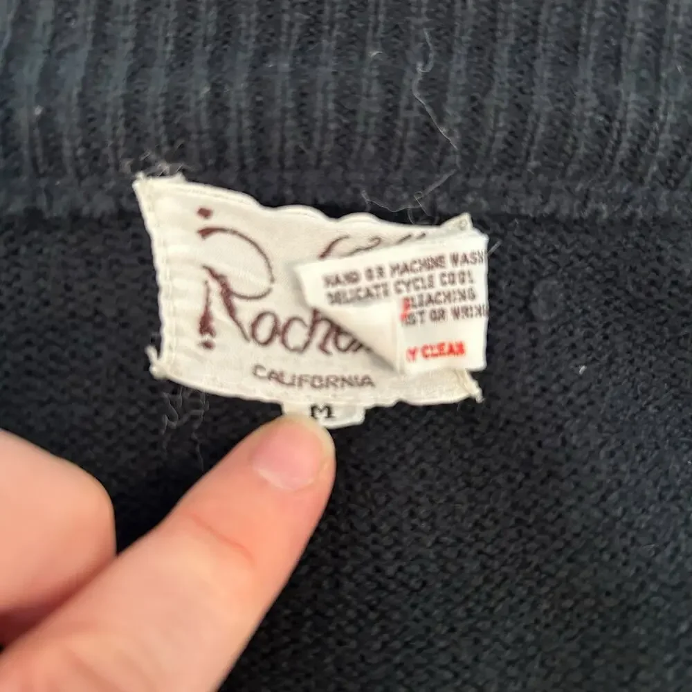 Vintage 50s/60s Cable Knit Sweater Vest Set Black Small - Picture 13 of 16